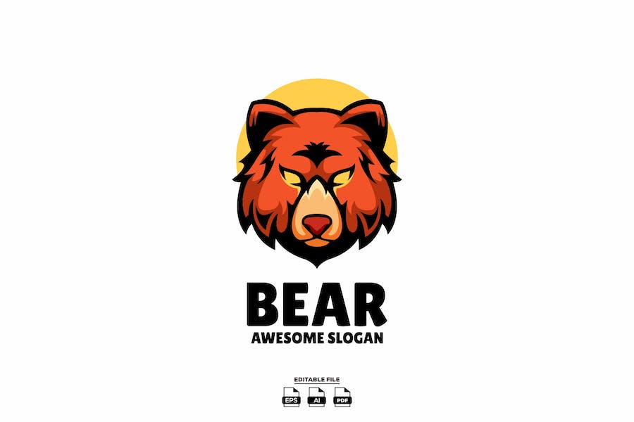 Banner image of Premium Bear Head Illustration Logo  Free Download