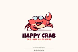 Banner image of Premium Happy Crab Mascot Cartoon Logo  Free Download
