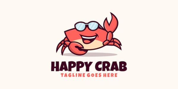 Banner image of Premium Happy Crab Mascot Cartoon Logo  Free Download