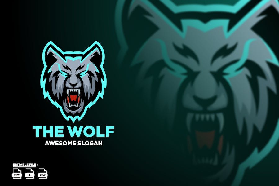 Banner image of Premium Wolf Esports Illustration Logo  Free Download