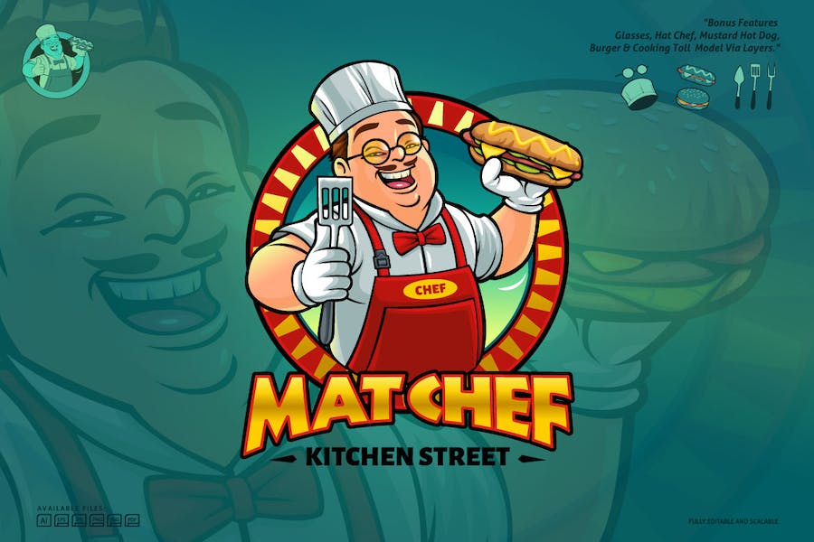 Banner image of Premium Chef Fast Food Logo Template  Free Download