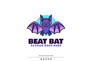 Banner image of Premium Beat Bat Mascot Cartoon Logo  Free Download