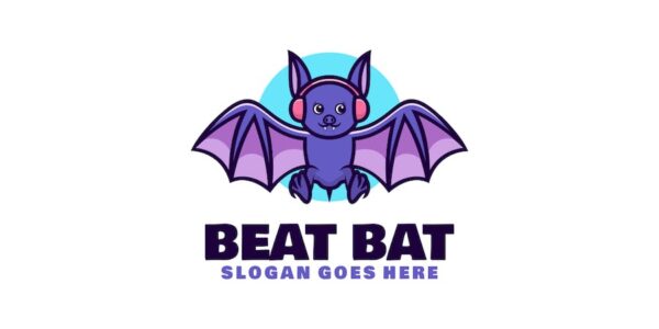 Banner image of Premium Beat Bat Mascot Cartoon Logo  Free Download