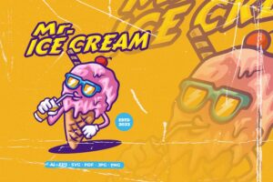 Banner image of Premium Ice Cream Retro Vintage Mascot Logo  Free Download