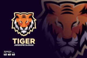 Banner image of Premium Tiger Mascot E-Sport Logo Design  Free Download