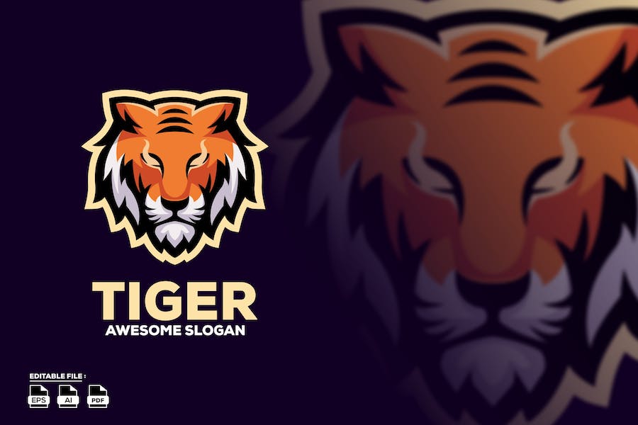 Banner image of Premium Tiger Mascot E-Sport Logo Design  Free Download