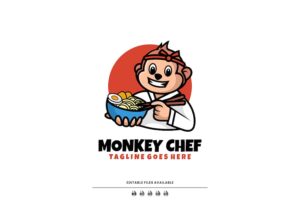 Banner image of Premium Monkey Chef Mascot Cartoon Logo  Free Download