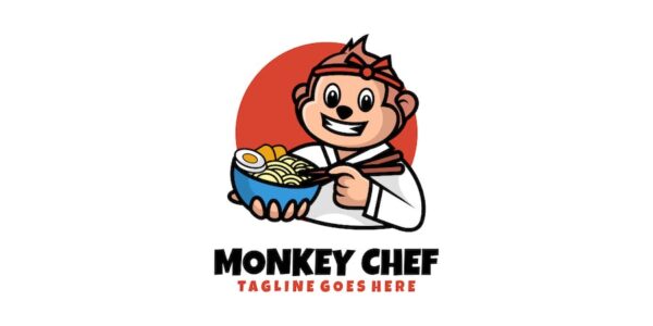 Banner image of Premium Monkey Chef Mascot Cartoon Logo  Free Download