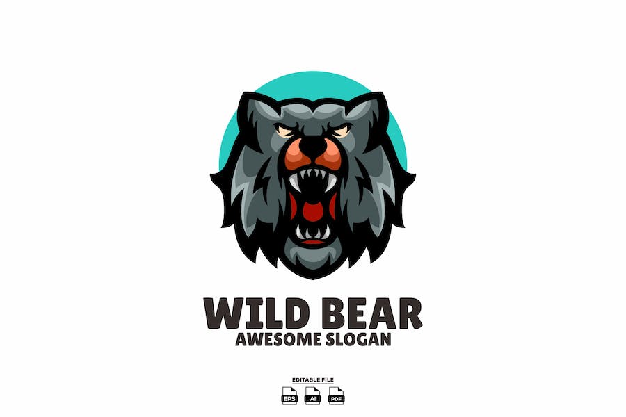Banner image of Premium Bear Head Mascot Design Logo  Free Download