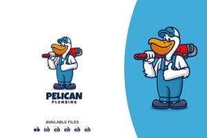 Banner image of Premium Pelican Plumber Logo  Free Download