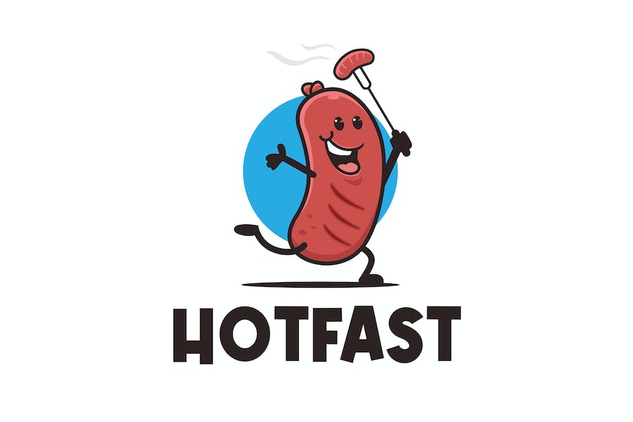 Banner image of Premium Sausage Cartoon Logo Mascot  Free Download