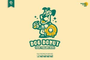 Banner image of Premium Dog Donut Retro Cartoon Logo  Free Download