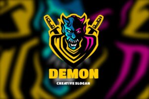 Banner image of Premium Oni Mask Demon Logo Template  Free Download