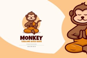 Banner image of Premium Monkey Mascot Cartoon Logo  Free Download