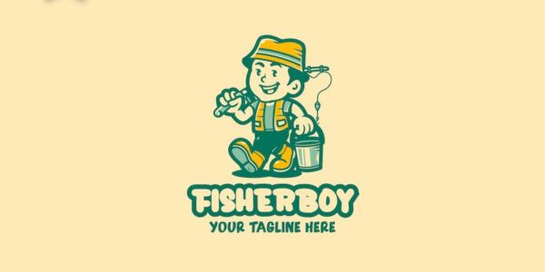 Banner image of Premium Fisherman Retro Cartoon Logo  Free Download