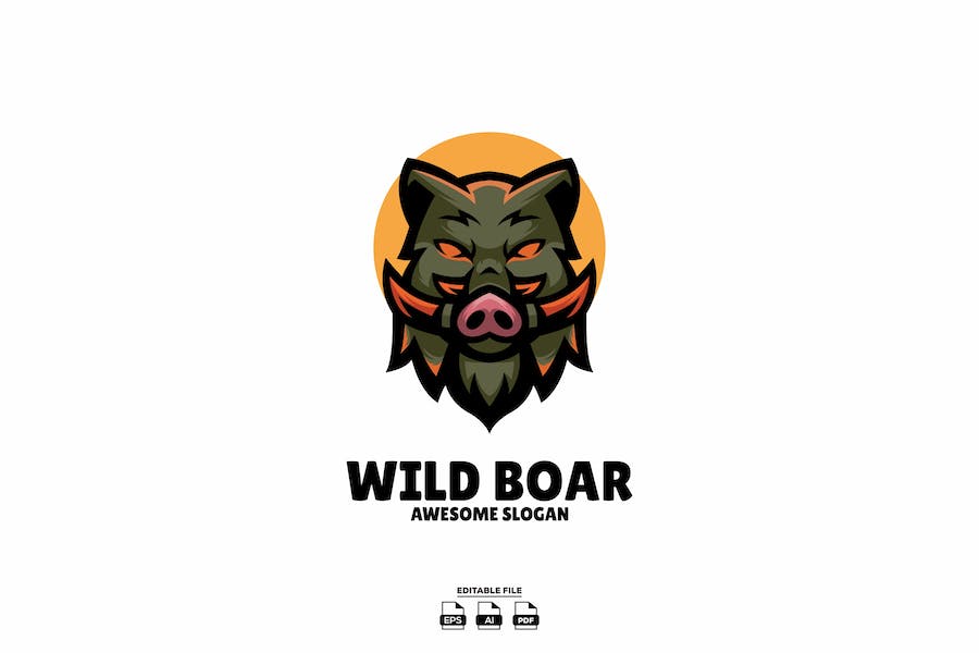 Banner image of Premium Boar Head Illustration Logo Design  Free Download