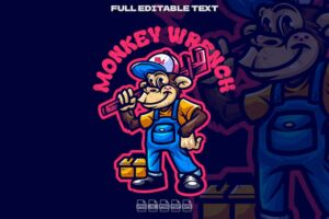 Banner image of Premium Monkey Plumber Mascot Logo  Free Download