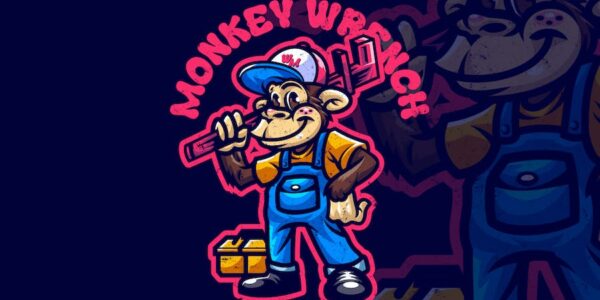 Banner image of Premium Monkey Plumber Mascot Logo  Free Download