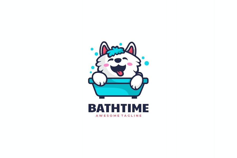 Banner image of Premium Bath Time Mascot Cartoon Logo  Free Download