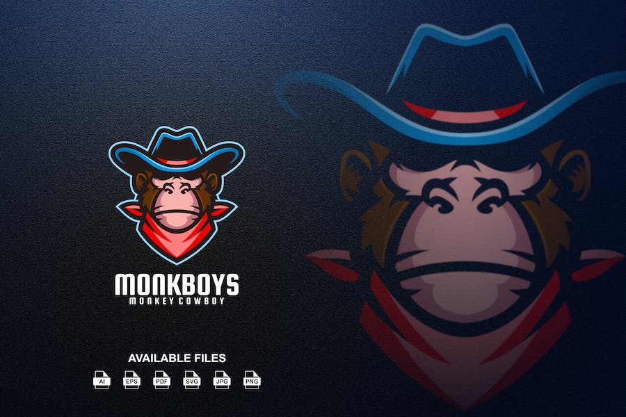Banner image of Premium Monkey Cowboy Logo  Free Download