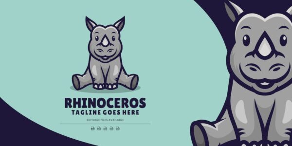 Banner image of Premium Rhinoceros Mascot Cartoon Logo  Free Download