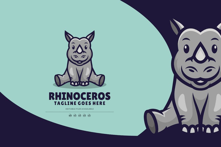 Banner image of Premium Rhinoceros Mascot Cartoon Logo  Free Download