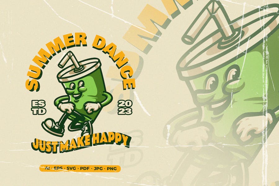 Banner image of Premium Soft Drink Retro Vintage Mascot Logo  Free Download