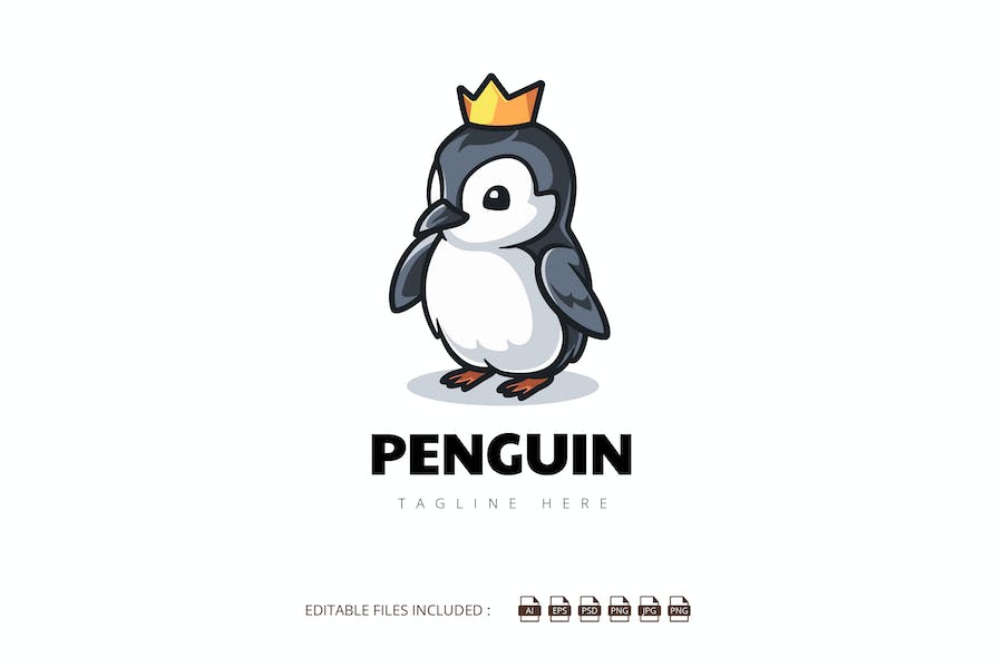 Banner image of Premium King Penguin Logo Mascot  Free Download