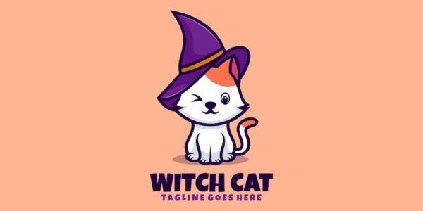 Banner image of Premium Witch Cat Mascot Cartoon Logo  Free Download