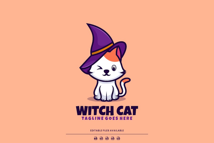 Banner image of Premium Witch Cat Mascot Cartoon Logo  Free Download