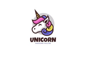 Banner image of Premium Unicorn Simple Mascot Logo  Free Download