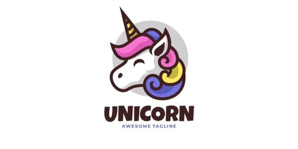 Banner image of Premium Unicorn Simple Mascot Logo  Free Download