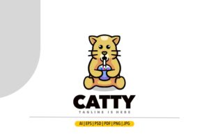 Banner image of Premium Cat Bobatea Logo  Free Download