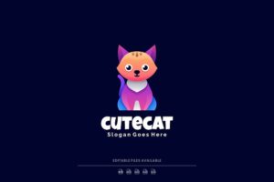 Banner image of Premium Cute Cat Gradient Colorful Logo  Free Download