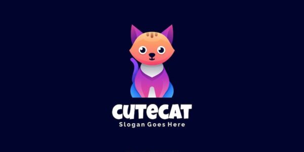Banner image of Premium Cute Cat Gradient Colorful Logo  Free Download