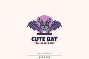 Banner image of Premium Cute Bat Mascot Cartoon Logo  Free Download