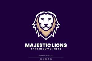 Banner image of Premium Majestic Lion Simple Mascot Logo  Free Download