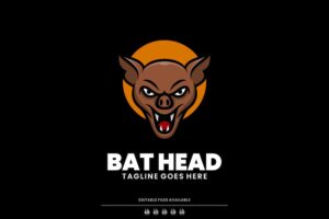 Banner image of Premium Bat Head Simple Mascot Logo  Free Download