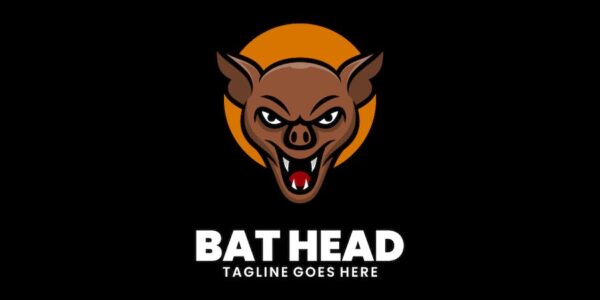 Banner image of Premium Bat Head Simple Mascot Logo  Free Download