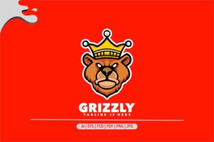 Banner image of Premium Grizzly Bear King Logo  Free Download