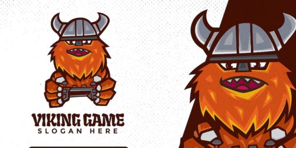 Banner image of Premium Viking Game Cartoon Logo  Free Download