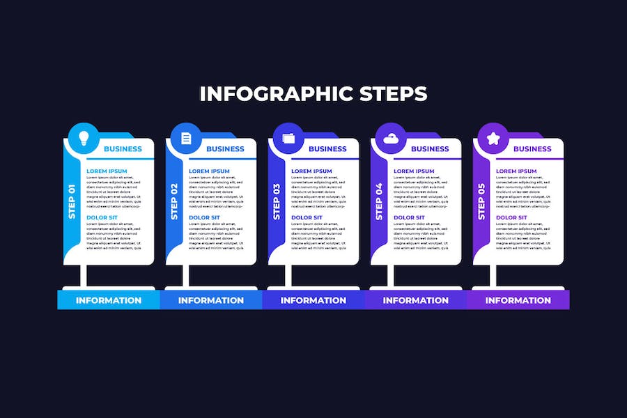 Banner image of Premium Five Steps Flat Table Infographic Template  Free Download