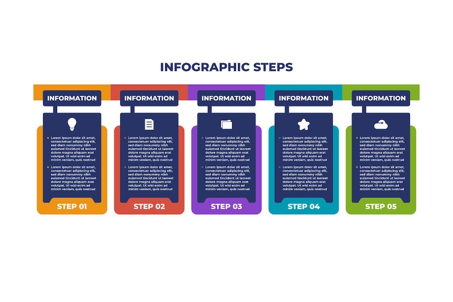 Banner image of Premium Colorful Business Steps Infographic Template  Free Download