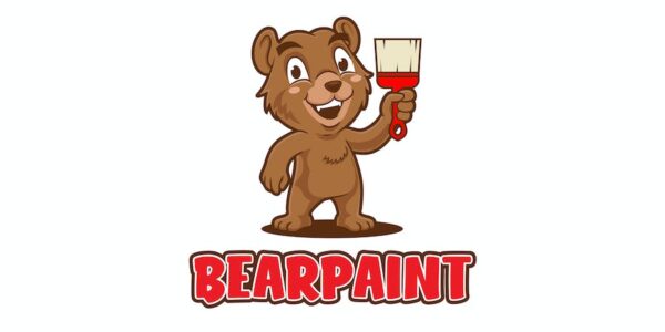 Banner image of Premium Bear Paint Cartoon Logo Mascot  Free Download