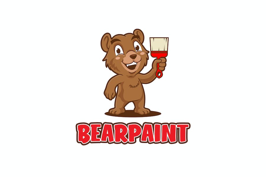 Banner image of Premium Bear Paint Cartoon Logo Mascot  Free Download