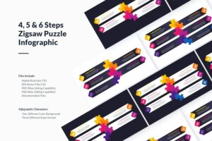 Banner image of Premium Zigsaw Puzzle Infographics with 4 5 6 Steps  Free Download