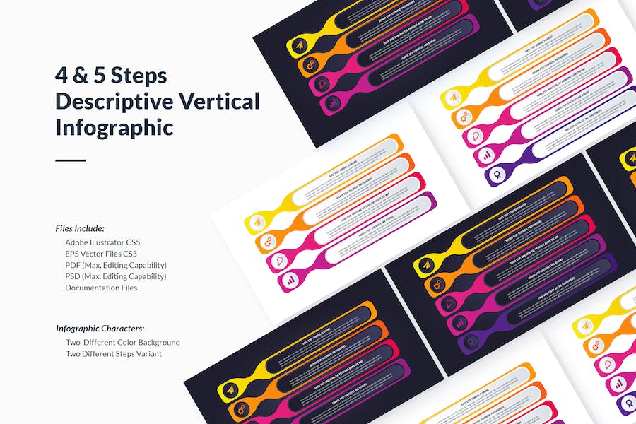Banner image of Premium Vertical Descriptive Steps Infographics  Free Download