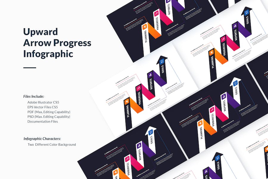 Banner image of Premium Upward Arrow Progress Infographics  Free Download