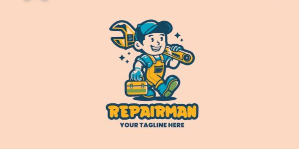 Banner image of Premium Repairman Retro Cartoon Logo  Free Download