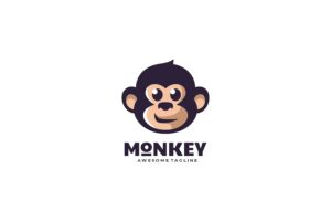 Banner image of Premium Monkey Simple Mascot Logo  Free Download